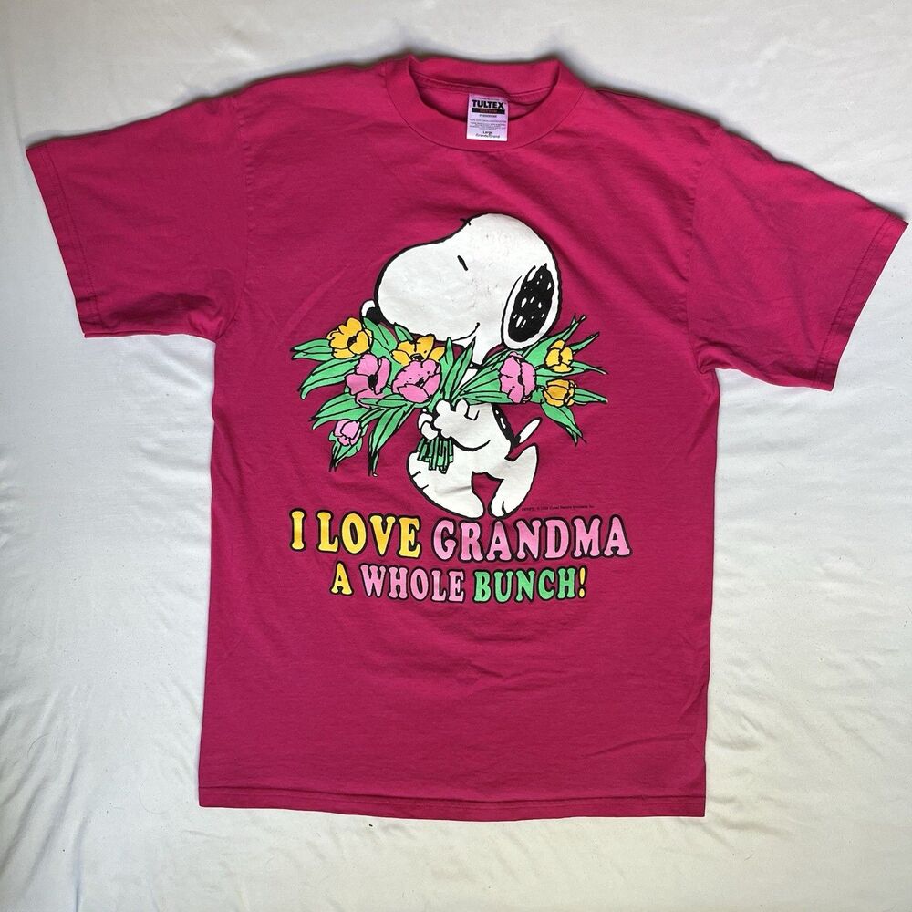 Vintage Peanuts Snoopy T Shirt Large I Love Grandma A Whole Bunch Gift Shirt